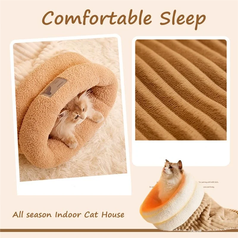 Hot Selling-Cat Winter Sleeping Bag Soft Plush Cat Sack Self Warming Cat Cave Bed For Indoor Cats Hideaways Pet Snuggle Sack