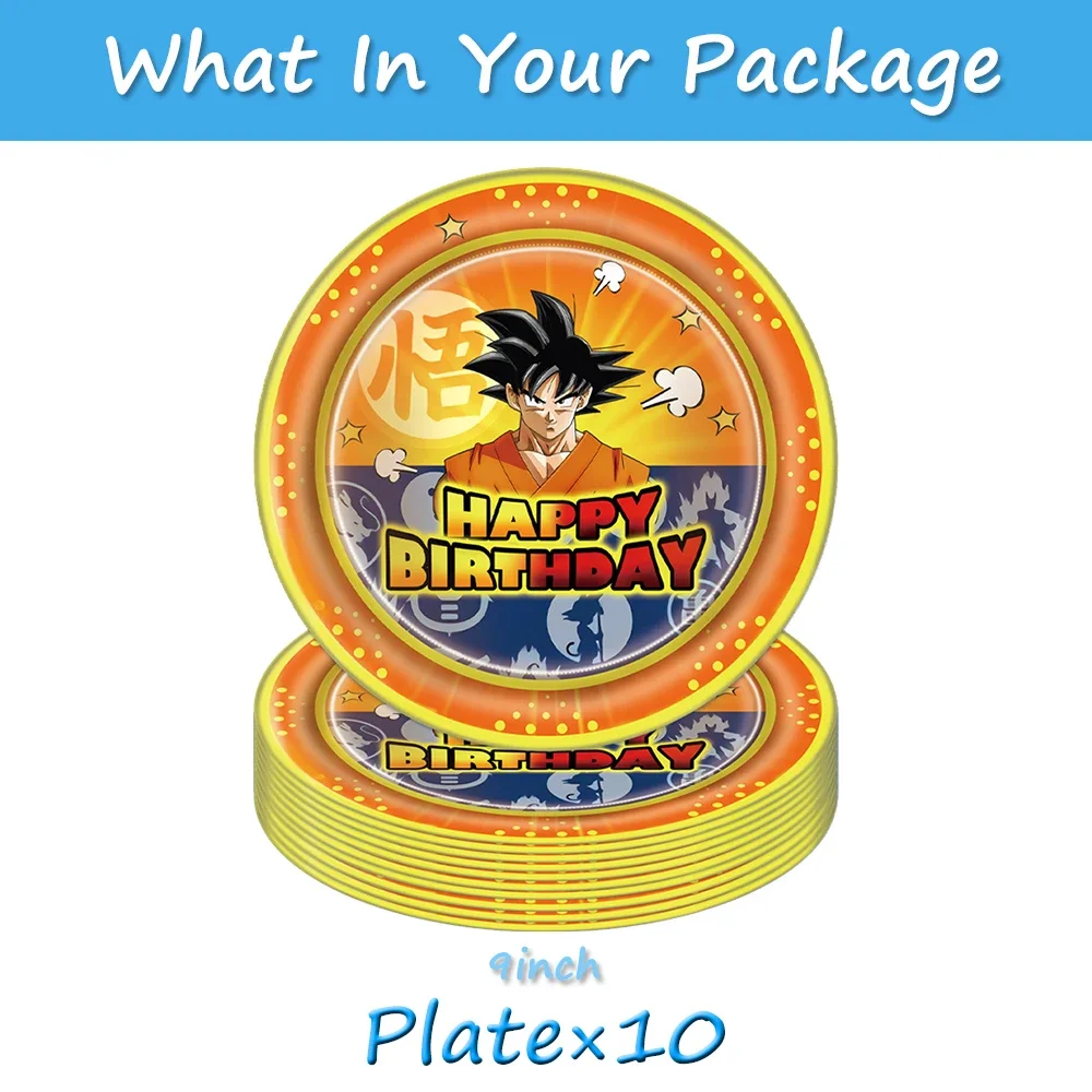 thumbnail image 1 of Figura de anime Goku Dragon Ball Z, globo de látex, suministros para fiestas, platos de papel, vasos, vajilla, juguetes para fiestas, suministros para regalos, para colgar en la pared, 1 of 5
