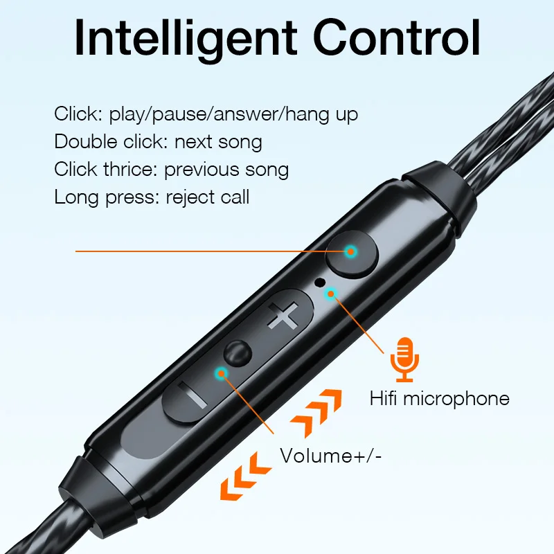 High-Performance Wired In-Ear Headphones with Microphone and Enhanced Bass