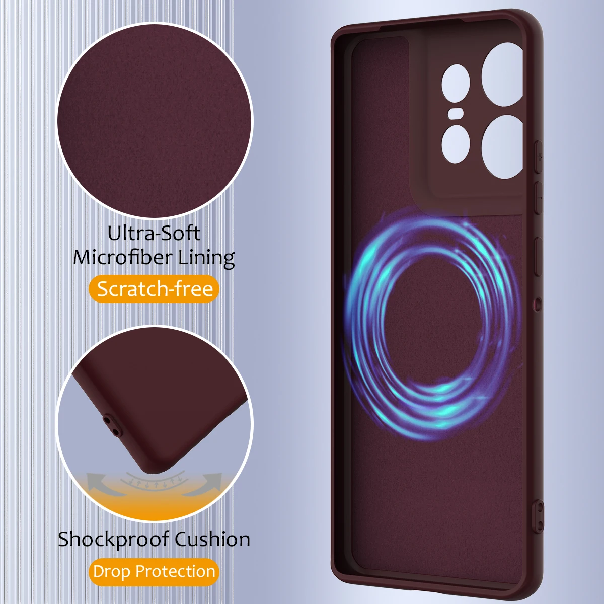 Premium Liquid Silicone Case with Magnetic Wireless Charging and Shockproof Protection