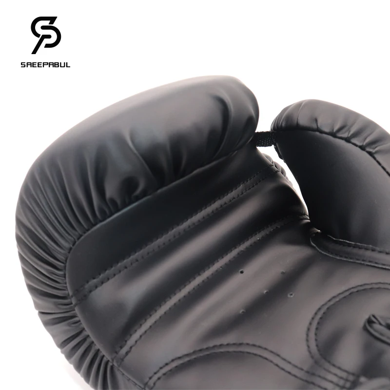 Black Men Women Kids 8 10 12 14 16oz Boxing Gloves PU Leather Muay Thai MMA Profession Kickboxing Adults Sandbag Training Gloves