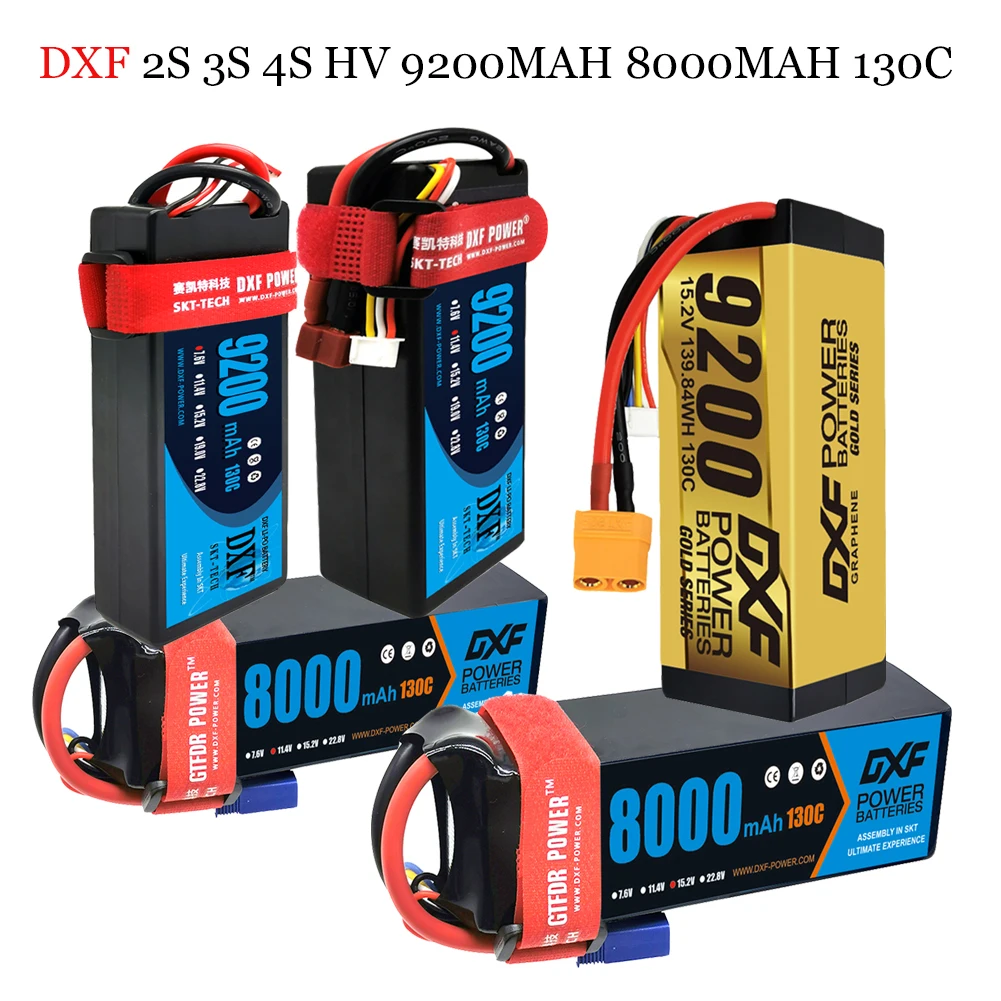 

DXF Lipo Battery 2S 3S 4S HV 7.6V 11.4V 15.2V 9200mah 8000mah for RC Car Truck Buggy Arrama Truggy XxMax Tank Boat Racing Hobby