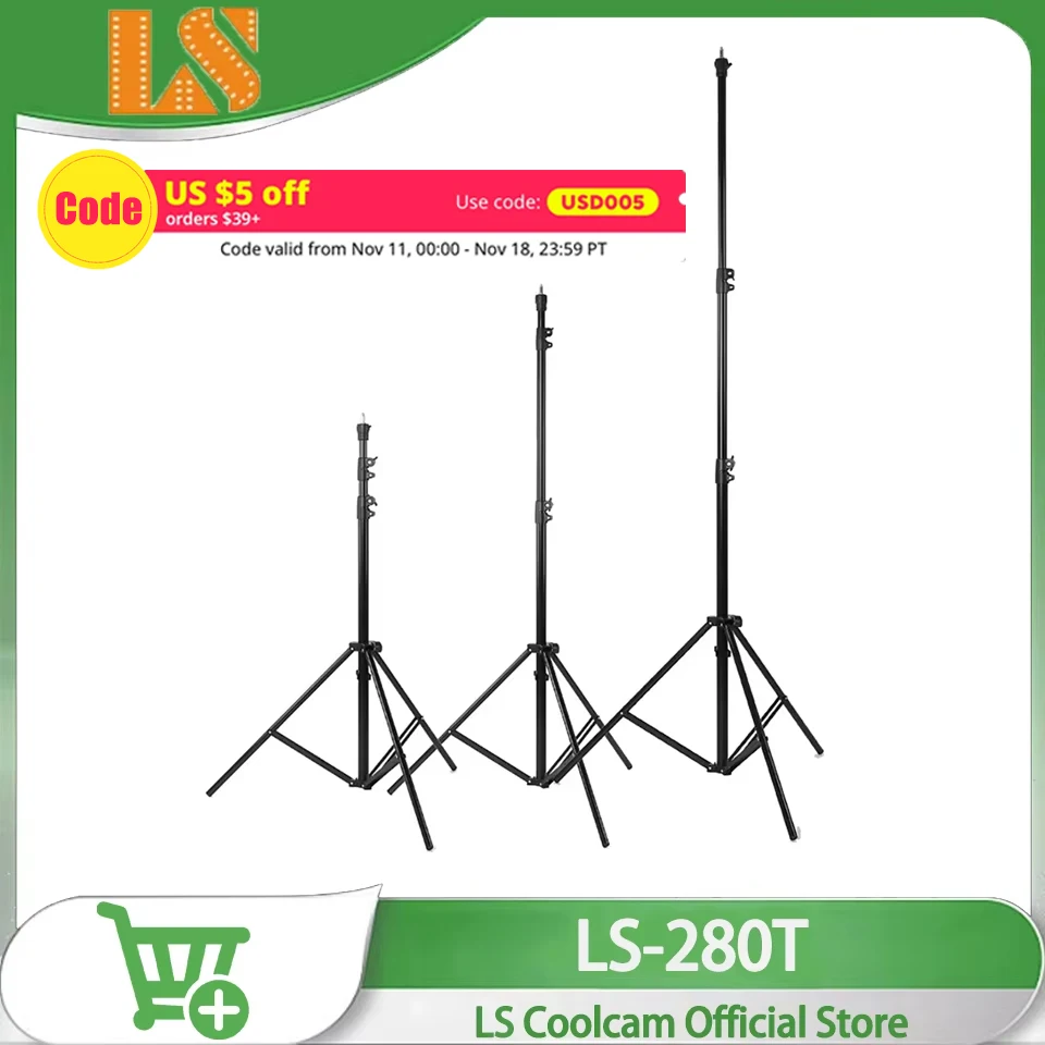 LS-280T Photographic Equipment Light Stand Tripod Aluminum Stand with Air Cushion