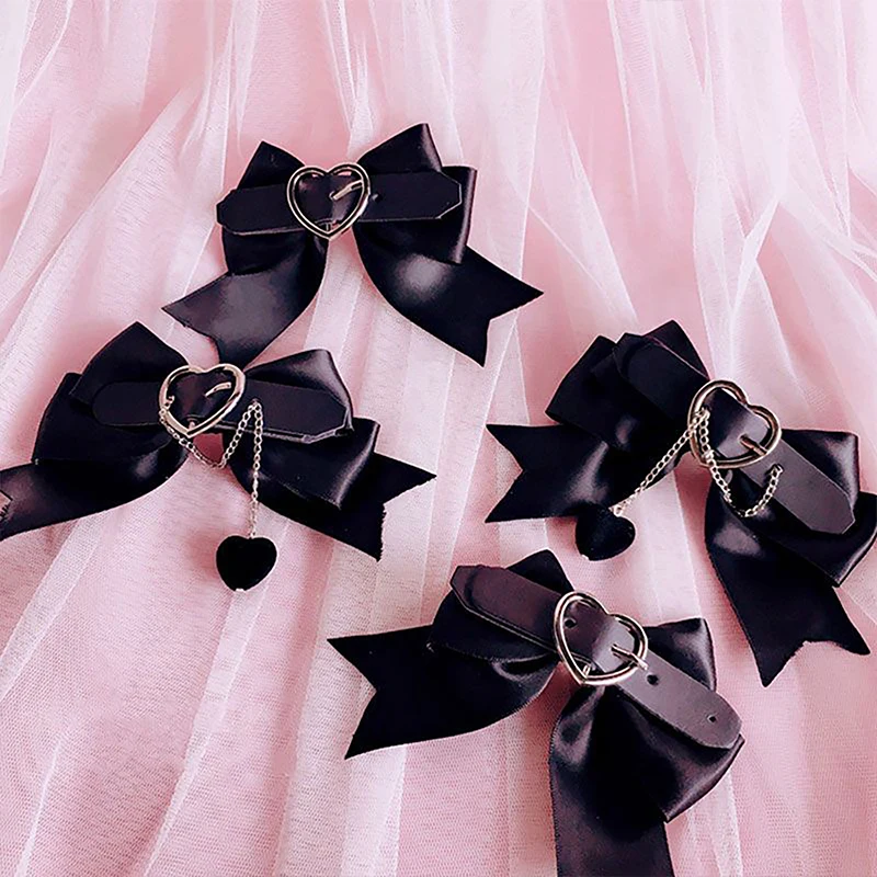 

1Pc Lolita Bowknot Hair Clip Ponytail Bangs Hair Travel Hairpins Hairclip Cool Punk Headdress Bow Barrettes Hair Accessories