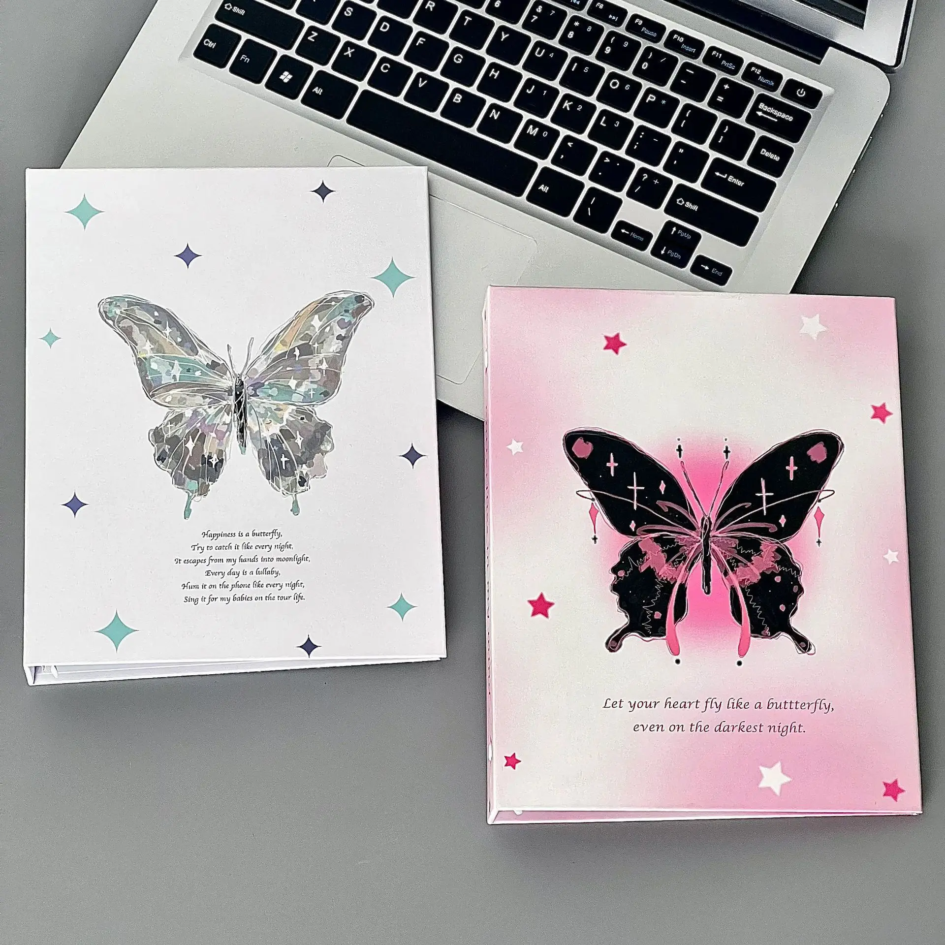 

Butterfly print smudged card book four-cell six-hole A5 photo album Creative kpop collection card loose-leaf storage book