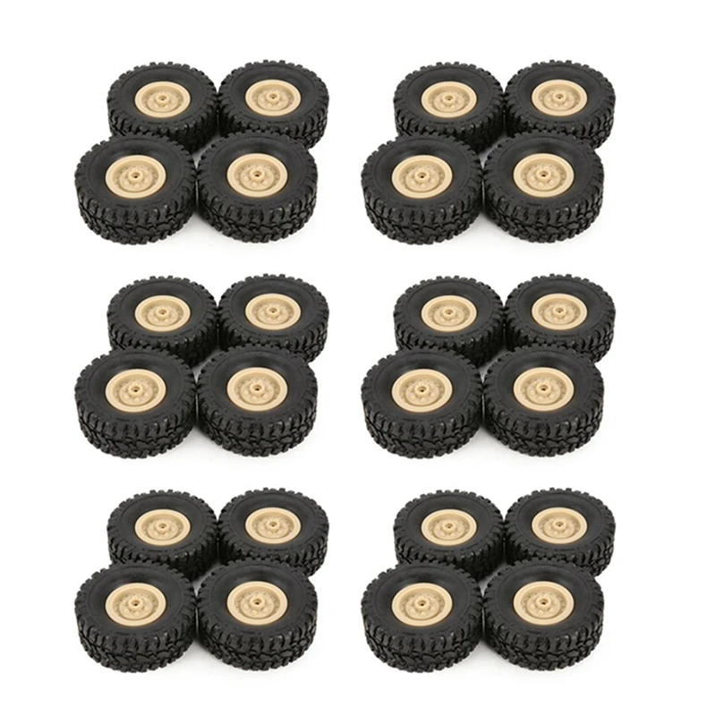 

24Pcs Rubber Wheel Rim Tire Tyre For RC 1/16 Climbing Crawler Car WPL B-1/B-24/C-14/C-24/B-16 Truck Model Spare,Yellow