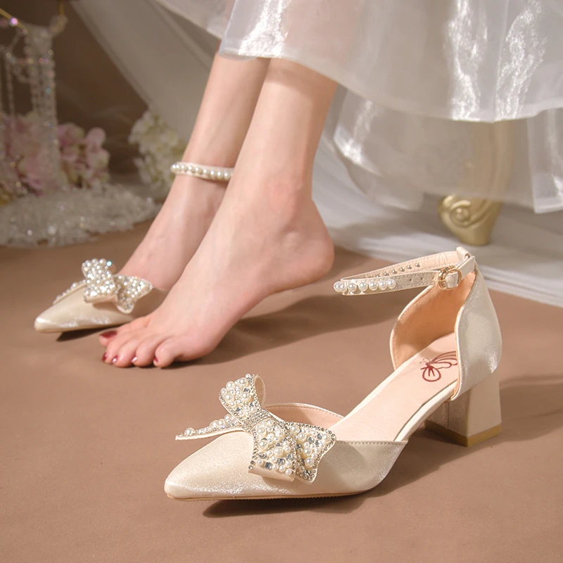 New Heel Sandal Girl 2025 Sandals Female Shoe High Heels Med New