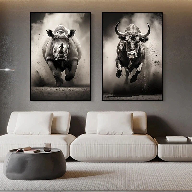 Monochrome Wildlife Canvas Art Prints