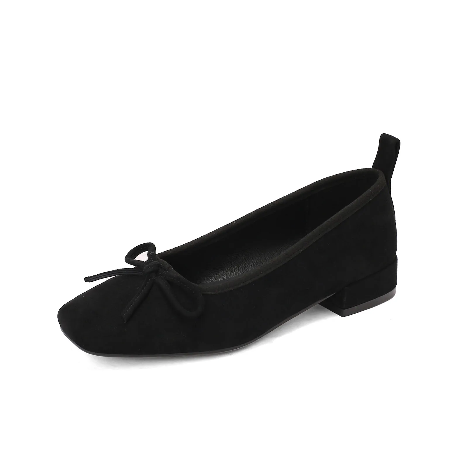 Arden Furtado 2025 Spring Leopard print sheep suede Ballet flats Square toe Sweet bowknot Low heel Single shoe Women's shoes 6