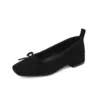 Arden Furtado 2025 Spring Leopard print sheep suede Ballet flats Square toe Sweet bowknot Low heel Single shoe Women's shoes 6