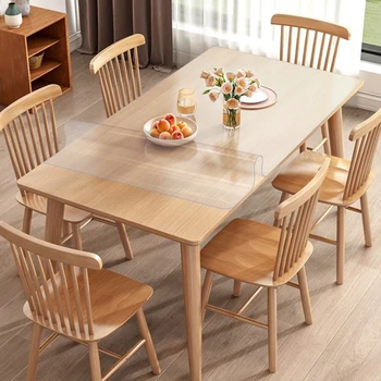 SucceBuy PVC Tablecloth Transparent Table Cloth 1.5mm Waterproof Kitchen Oil-Proof Table Mat Plastic Soft Glass Protector Cover 1