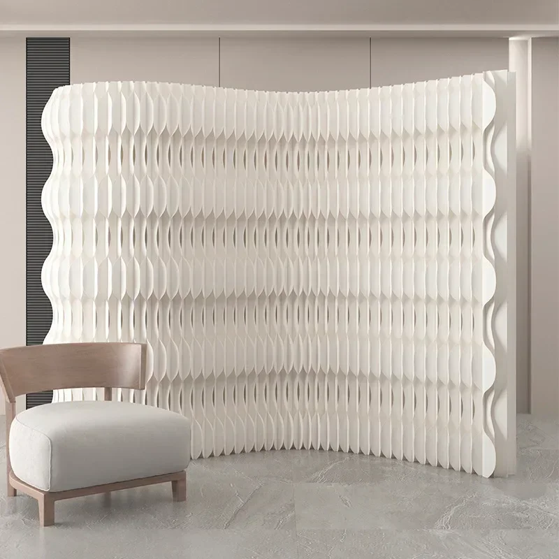 2M Height Home Decor Retractable White Organ Paper Wall Screen Room Dividers Office Partition Removable Folding Baffle