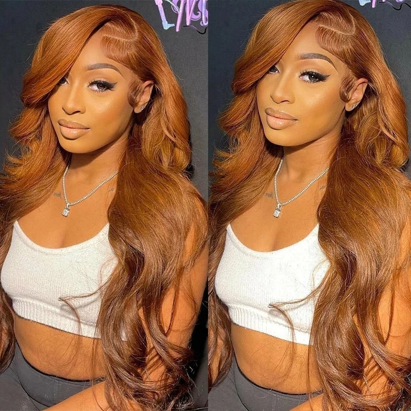 Body Wave Ginger Orange Color Synthetic Hair Lace Front Wig 26 Inch Long Fiber Wavy Frontal Wigs For Fashion Women Glueless
