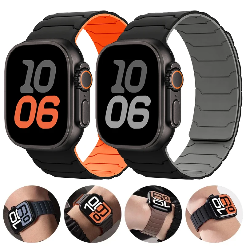 สร้อยข้อมือซิลิโคนแม่เหล็กสำหรับ Apple Watch