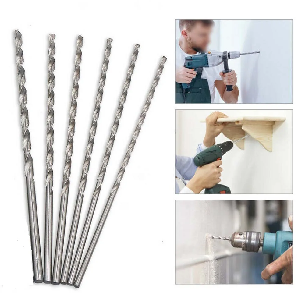 4Pcs 200mm Extra Long HSS Drill Bits High Speed Steel Mini Twist Drill Hole Saw Metal Drilling Tools Drill Bit 2/3/4/5/6/7mm