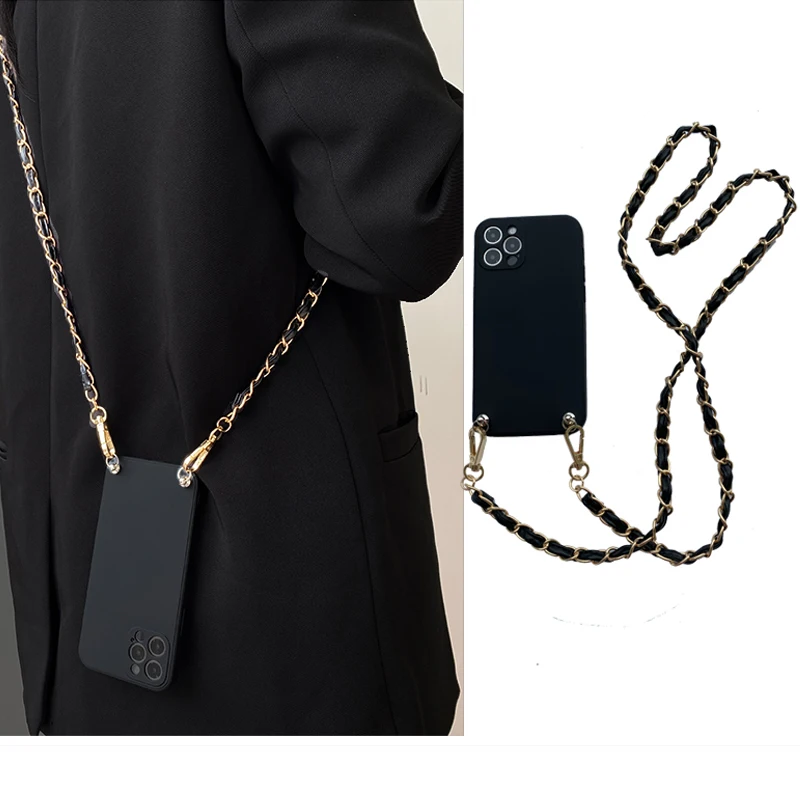 

S23 Ultra Leather Strap Chain Lanyard Case For Samsung Galaxy S23 S22 Ultra S21 Plus S20 FE Note 20 10 Bracelets Crossbody Cover