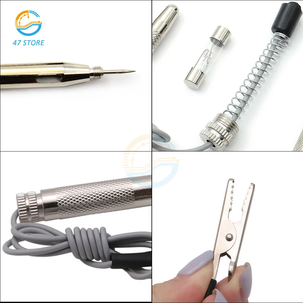 DC 6V-24V 12V Car Light Circuit Tester Probe Light System Test Probe Lamp Auto Light Lamp Voltage Test Pen Detector Copper 6