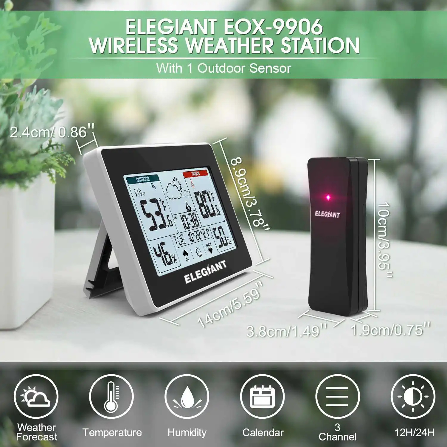 ELEGIANT EOX-9901 Weather Station with LCD Screen Indoor Outdoor