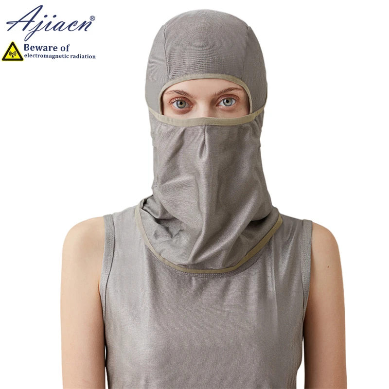 Anti-radiation 100% silver fiber knitted fabric head hood Comfortable, breathable Electromagnetic radiation shielding head hood