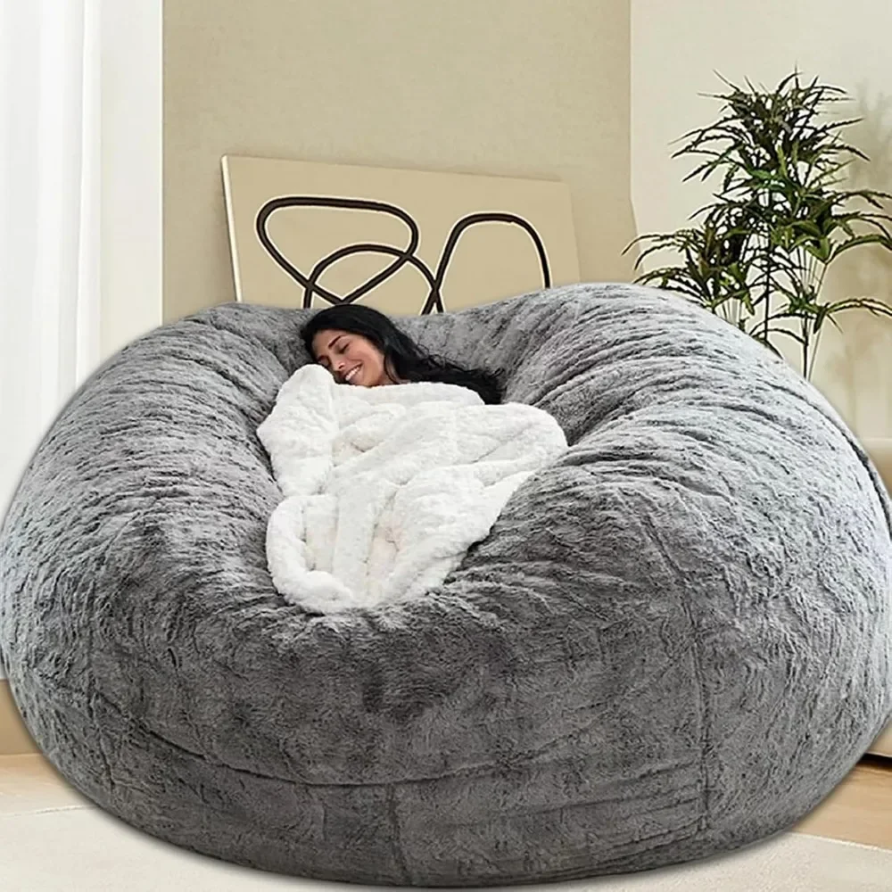 Bean Bag Chair for Adults Kids Without Filling Comfy Fluffy Giant Round Beanbag Lazy Sofa Cover for Reading Chair Floor Chair