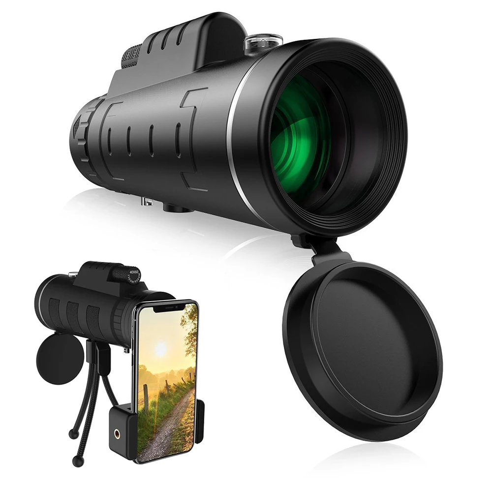 

Universal 40X60 Optical Glass Zoom Telescope Telephoto Mobile Phone Lens Monocular Tripod Portable Telescope Outdoor Accessories