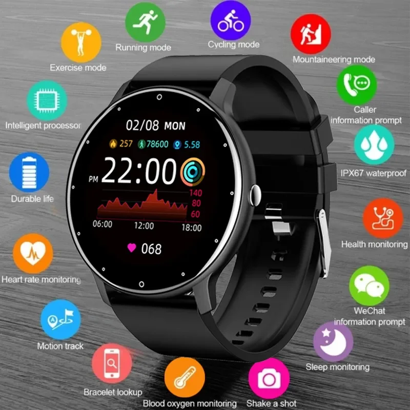 

ZL02D Men Smart Watch Full Touch Screen Sport Fitness Tracker IP68 Waterproof Bluetooth Smartwatch for Men Women Smartphone 2024