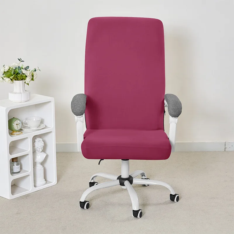 Polar Fleece Office Chair Covers Elastic Waterproof Computer Chairs Slipcovers Solid Color Home Office Chair Zippered Version office chair