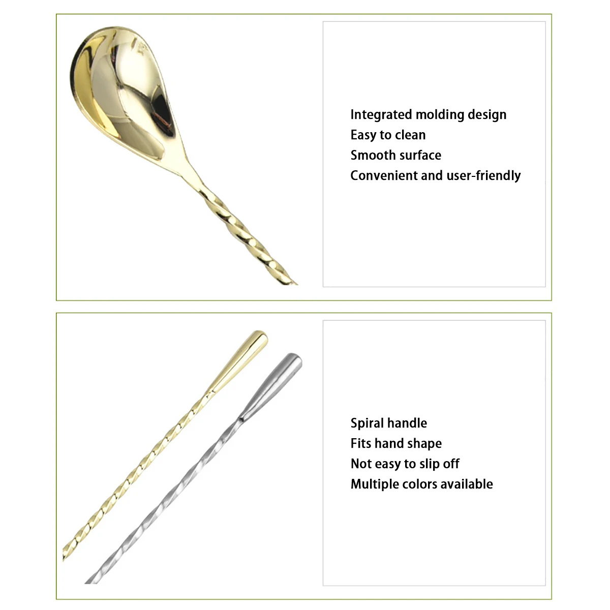 20/30/40cm Stainless Steel Bar Mixing Cocktail Stick Spoon Beer Spiral Shape Barware Bartender Accessories Utensils cocktail spoon