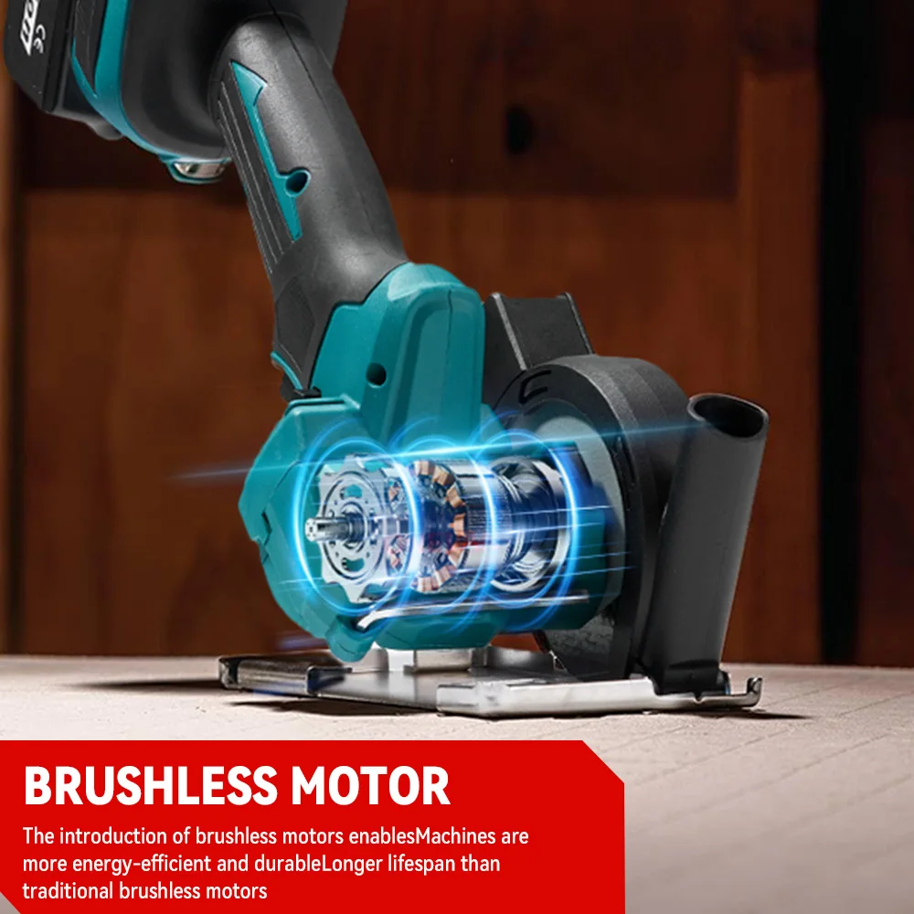 Angle Grinder ONEVAN Brushless Angle Grinder 76mm Speed Variable Cordless Electric Circular Saws Cutting Power Tool for Makita 18V Battery Pin