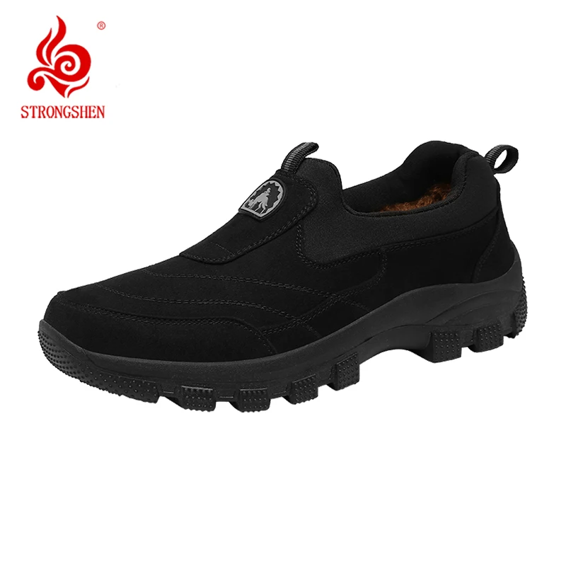 STRONGSHEN Men Walking Shoes Winter Warm Fur Sneakers Non-slip Casual Light  Loafers Slip on Shoes Men Zapatillas Hombre