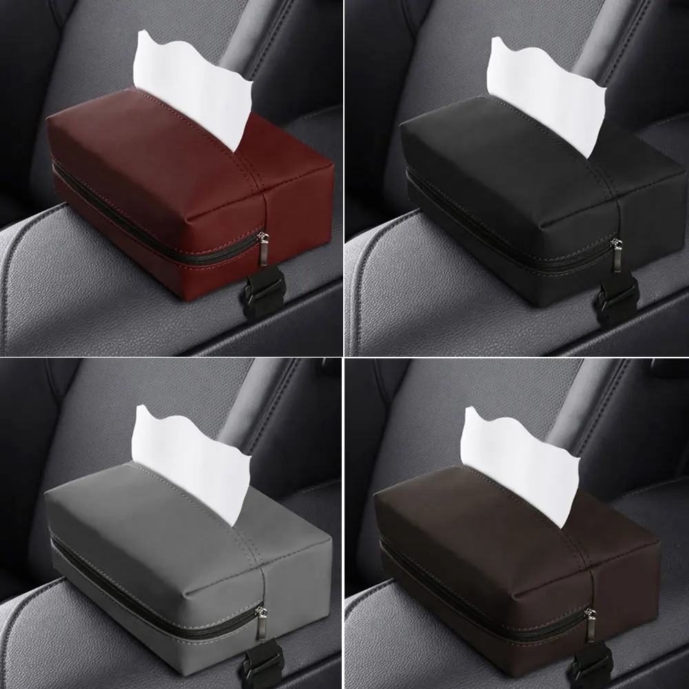 

High-end Napa Leather Car Tissue Box Cover Sun Visor Seat Back Hanging Type Car Tissue Box Holder Armrest Box Towel Case