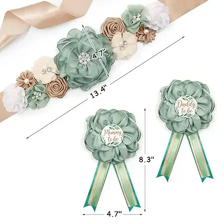 Ceinture Et Badges "Maman/Papa à Venir" Pour Baby Shower - Ensemble En Toile De Jute, Décoration De Fête - 5