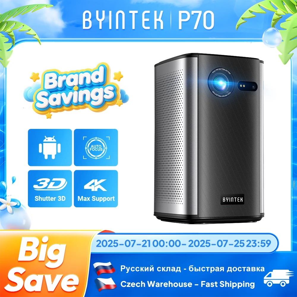 Byintek P70 Android スマートプロジェクター BYINTEK P70 Projector 4K 1080P DLP Mini Portable Projector