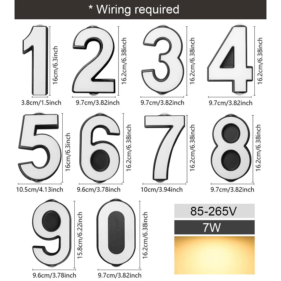 LED Aluminium Wall Lamp Digit Number Lamps AC85-265V Waterproof Led Lights Modern Indoor Outdoor Wall Decoration For Home Garden