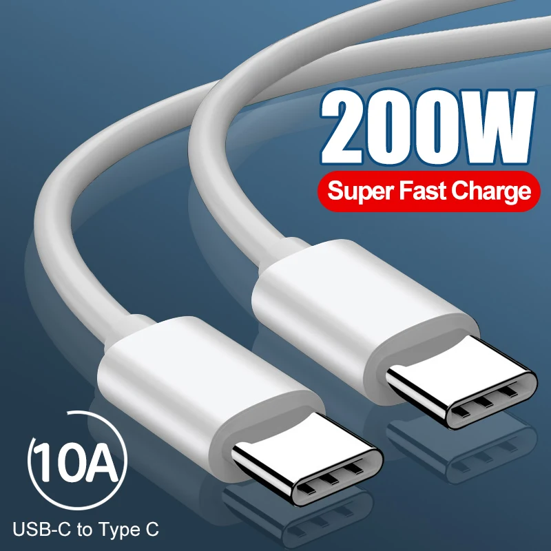 

Original PD 200W 10A Super Fast Charger Type-C to Type C Cable For Huawei P30 Xiaomi Redmi Samsung USB-C Charging Data Line Wire