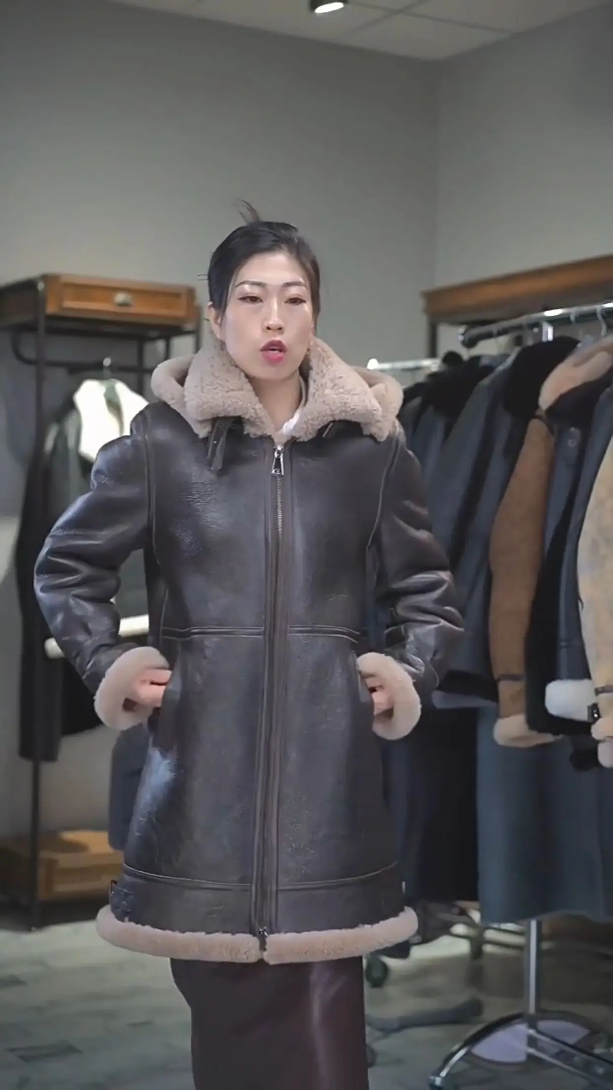 2024 New Arrival Women's Genuine Leather Long Coat Real