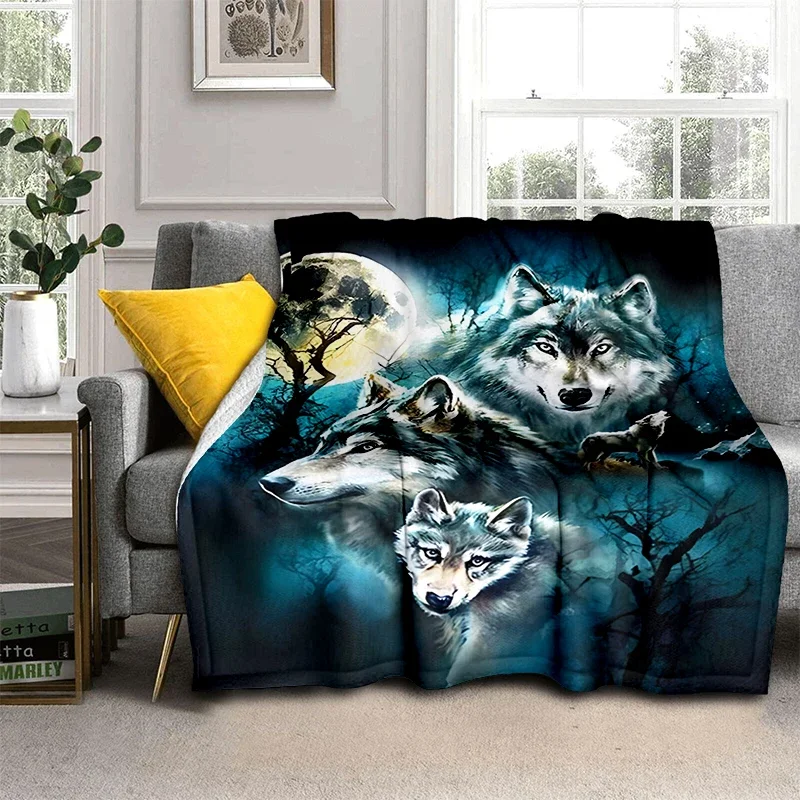 

Best Cool Fantasy Wolf Printed Modern Blanket Flannel Soft Plush Sofa Bed Throwing Cartoon Blankets for Beds Gifts Dropshipping