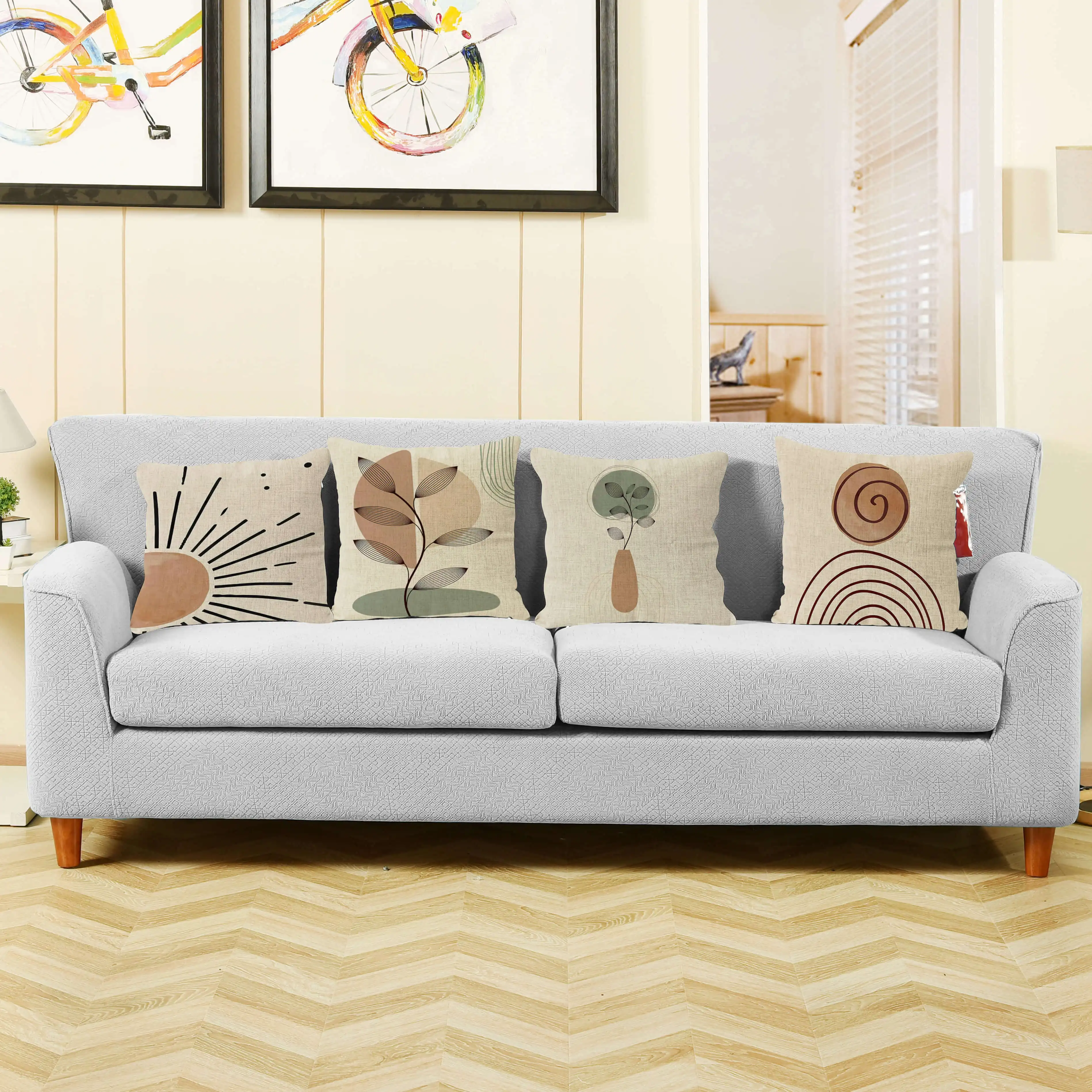 Geometric Floral Linen Pillow Cover Home Decorative Boho Throw Pillow Case Flowers Art Simple Cushion Decor Sofa Pillows 60x60 3