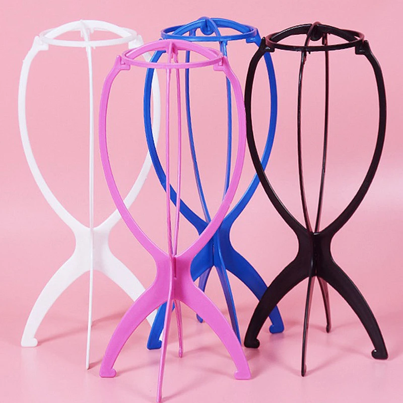 Wigundle 1PC Four Colors Wig Stands Plastic Hat Display Wig Head Holders 50 Cm Mannequin Head/Stand Portable Folding Wig Stand 148x210mm borlund tables sign holder plastic table stands menu holder stand product card holder poster sign stand stand frame