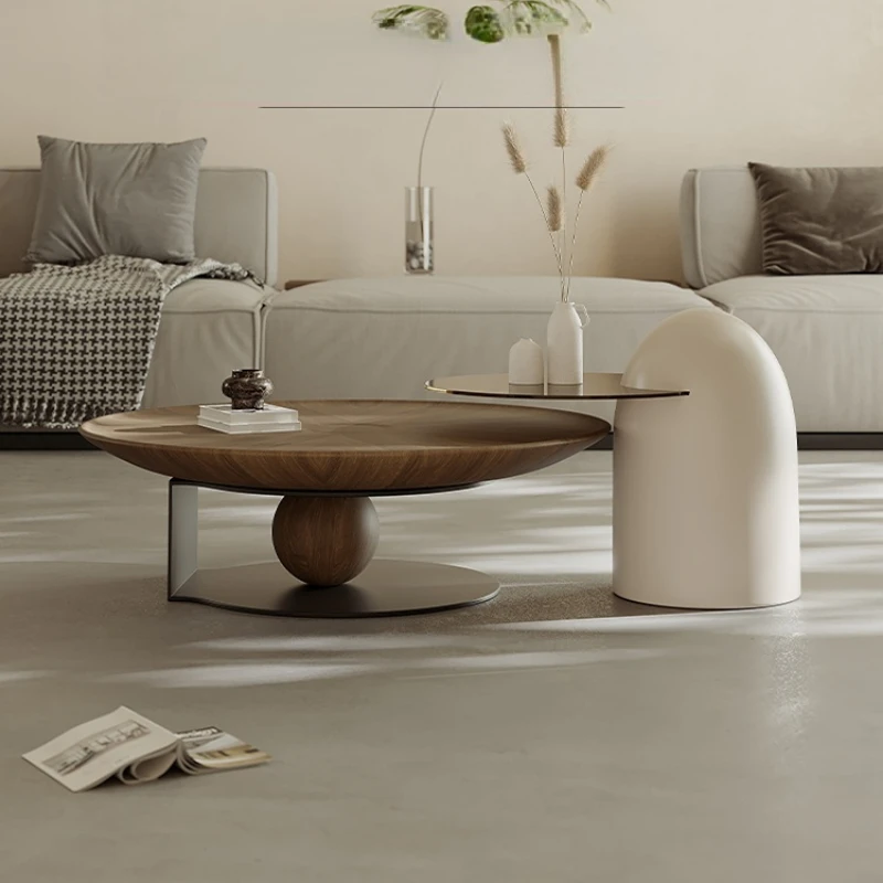 

Минималистичный круглый чайный столик из ореха в итальянском стиле, комбинированный домашний роскошный современный обеденный стол для гостиной