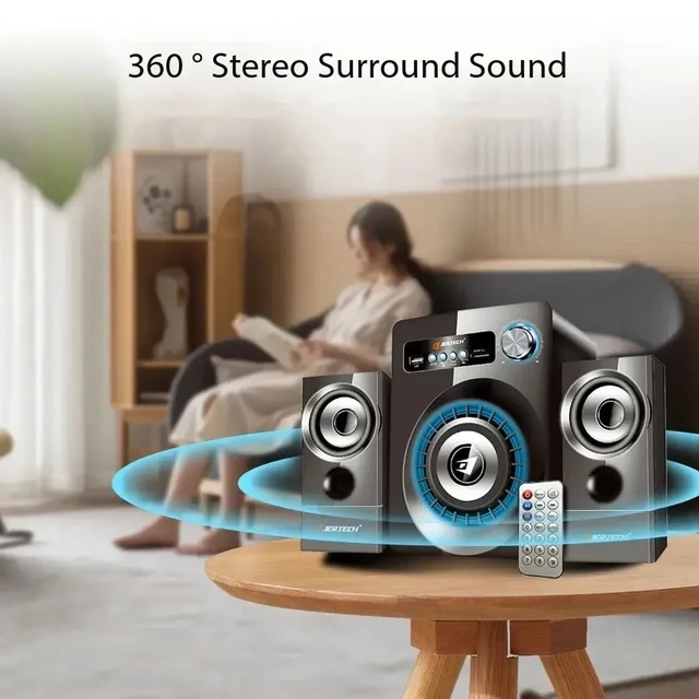 Professional Computer Audio Full Set DJ Sounds System BT Speakers with Amplifier Colorful LED Light Wired Subwoofer Speaker Set - Image 2