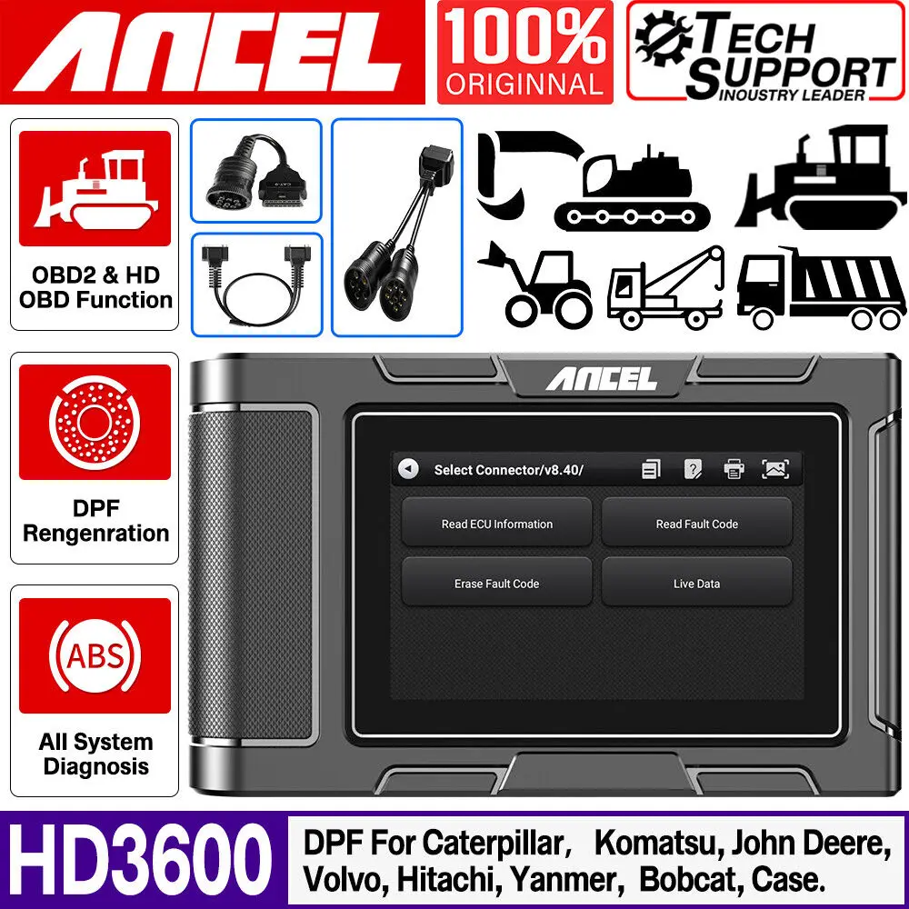 Ancel Hd3600 Heavy Duty Truck Obd2 Scanner With Dpf Reset For