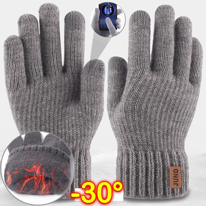 Winter Warm Knitted Gloves Mobile Phone Touchscreen Wool Knitted Gloves Winter Thick Warm Adult Gloves Mittens for Men Women