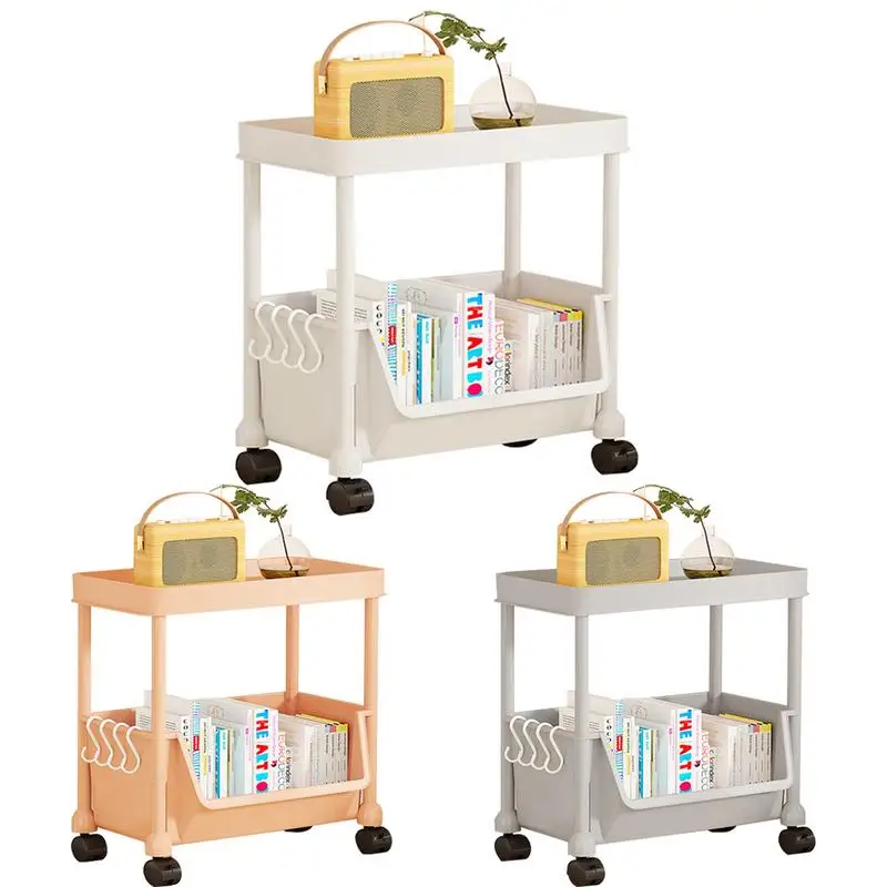 

wheel design Movable Bookshelf Cart Book Storage Rack Multi-Functional Mobile Bookshelf Storage Organizer Shelf For Kitchen