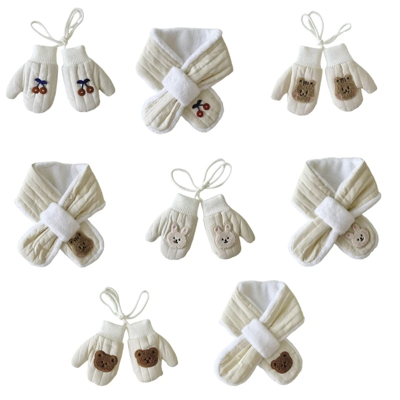 Autumn Winter Kids Scarf Cartoon Warm Neckerchief/Neck Hanging Gloves for Baby Girls Boys Comfortable Cosy Neck Scarf