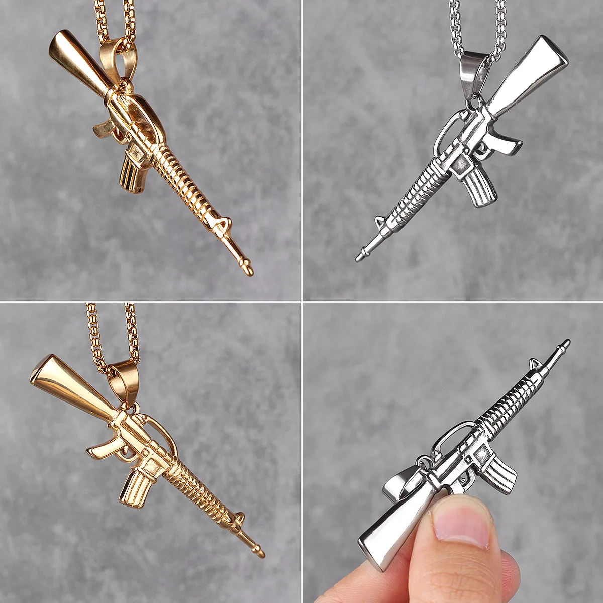 Stylish Men's Punk Hip Hop Necklace Pendant - Stainless Steel Jewelry Gift