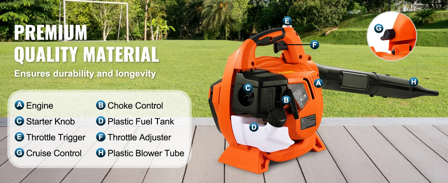 SucceBuy Gas Leaf Blower 26CC 2-Cycle Handheld Leaf Blower with A Tank 2-in-1 Gas-powered Blower 425CFM Air Volume 156MPH Speed