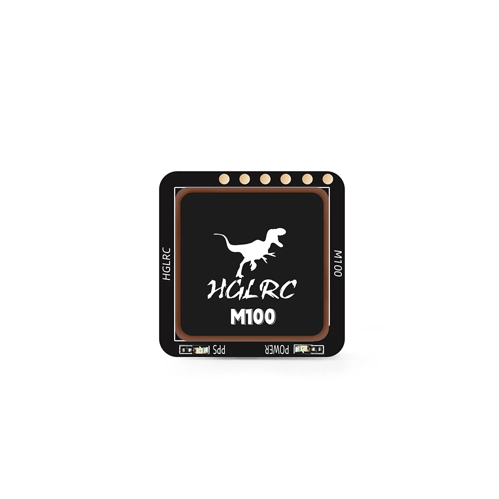 Module GPS HGLRC M100-5883 avec boussole posé sur une surface bleue, prêt pour l'installation sur un drone FPV longue portée.