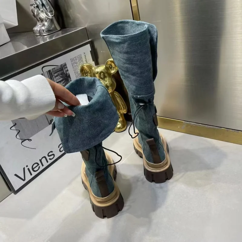 Autumn and Winter Women Boots New Over Knee Boots Versatile Thick Sole Boots Fashion Knight Boots Non Slip Women Shoes Goth