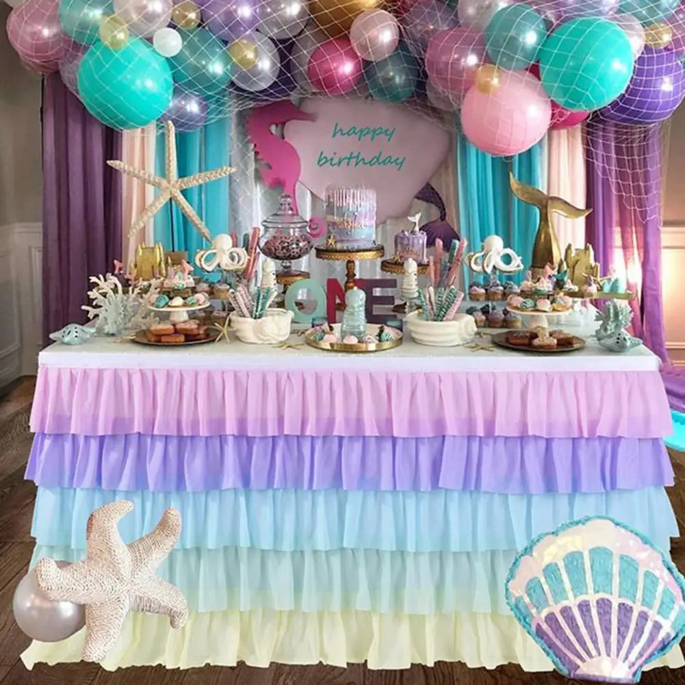 Wedding Party Tulle Table Skirt Cover Tableware Cloth Baby Shower Party Home Decor Table Skirting Birthday
